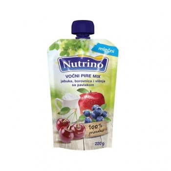 NUTRINO FRUIT PUREE MIX APPLE BLUEBERRY AND CHERRY WITH CREAM 220G
