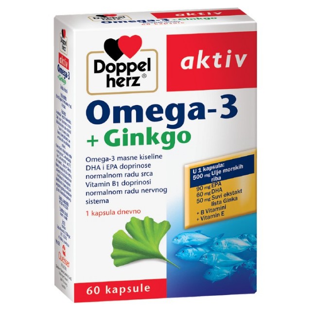 DOPPELHERZ AKTIV OMEGA 3 + GINKO - Preparat za povišene trigliceride i nedostatak koncentracije