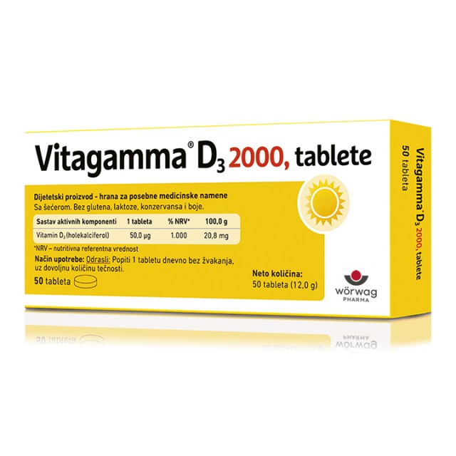VITAGAMMA D3 2000 TABLETA - Preparat za normalnu funkciju kostiju i mišića