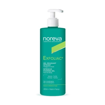 NOREVA EXFOLIAC REINIGUNGSGEL MIT AHA-SÄUREN – TIEFENREINIGUNG UND TALGKONTROLLE FÜR GESICHT UND KÖRPER 400 ML