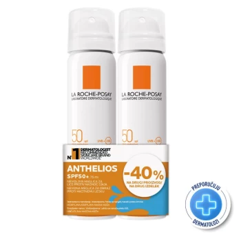 LA ROCHE-POSAY ANTHELIOS SPF50+ NEVIDLJIVA MAGLICA ZA LICE PROTIV MASNOG SJAJA, 2x75ml LA ROCHE-POSAY ANTHELIOS SPF50+ NEVIDLJIVA MAGLICA ZA LICE PROTIV MASNOG SJAJA, 2x75ml
