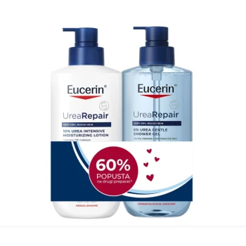 Eucerin UreaRepair PLUS BOX Losion 10% uree 400 ml + Blagi gel za tuširanje 5% uree 400 ml – kompletna nega izrazito suve kože